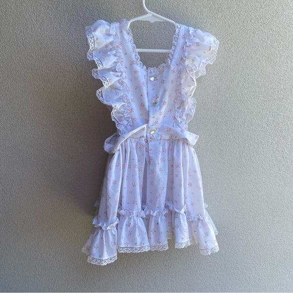 Vintage White with Pink flowers Twirl Dress Size 6 - Picture 2 of 6